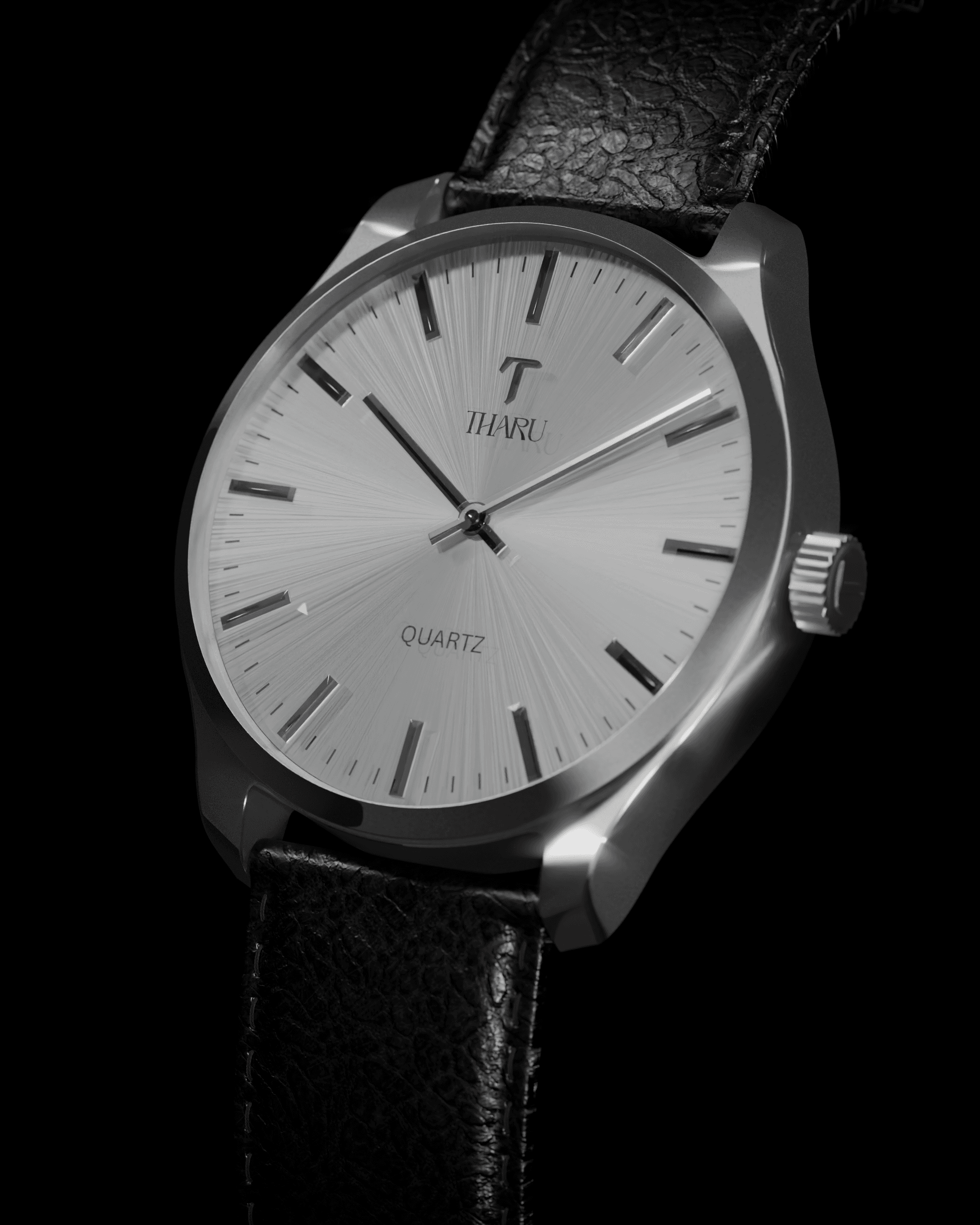 Black Strap White Dial